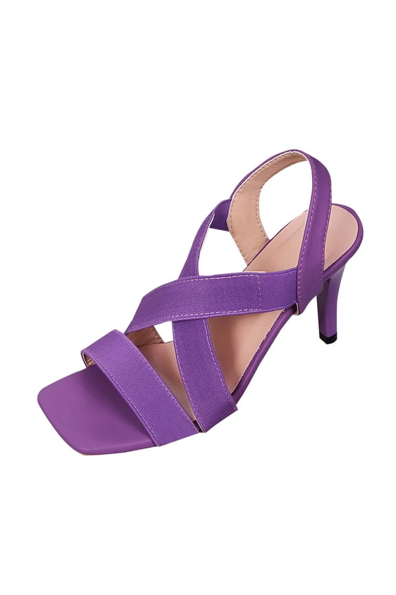 Purple High Heel Fish Mouth Sandals Roman Sexy Women Casual Summer Style