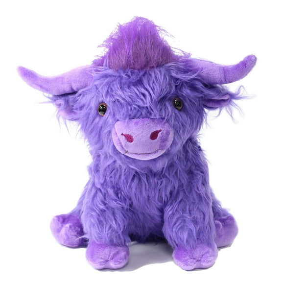 Purple Highland Cow Stuffed Animal Toy 10 inch Realistic Cattle Plush Doll Farm Toy Kids Gift