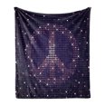 thumbnail image 1 of Purple Hippie Soft Flannel Fleece Throw Blanket, Composition of Peace Sign Beaming, Cozy Plush for Indoor and Outdoor Use, 60" x 80", Indigo Purple, by Ambesonne, 1 of 5
