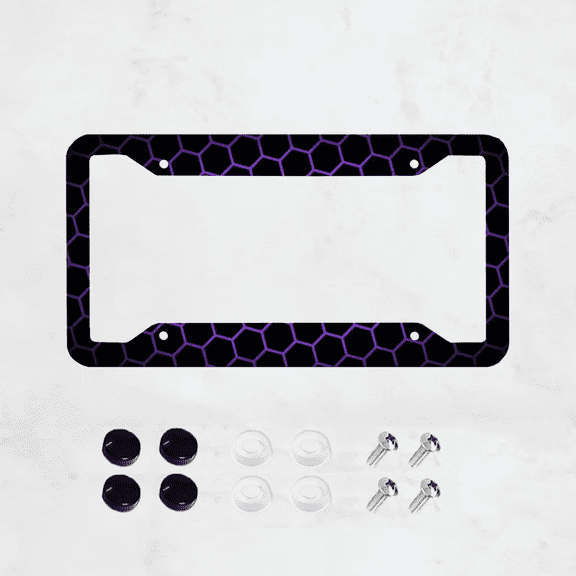 Purple Honeycomb License Plate Frame, Cute White License Plate Frames for Women Man, Car License Plate Holder Funny Car Tag Frame Decor 4 Hole, 12x6 inch