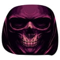 thumbnail image 1 of Purple Hooded Skull Headrest Covers, Scary Face Printing Auto Seat Universal Elastic Models Headrest Protector with Glowing-Eye Effects Cover Funny Decoration for Car Interior Vehicle Truck SUV, 1 of 3