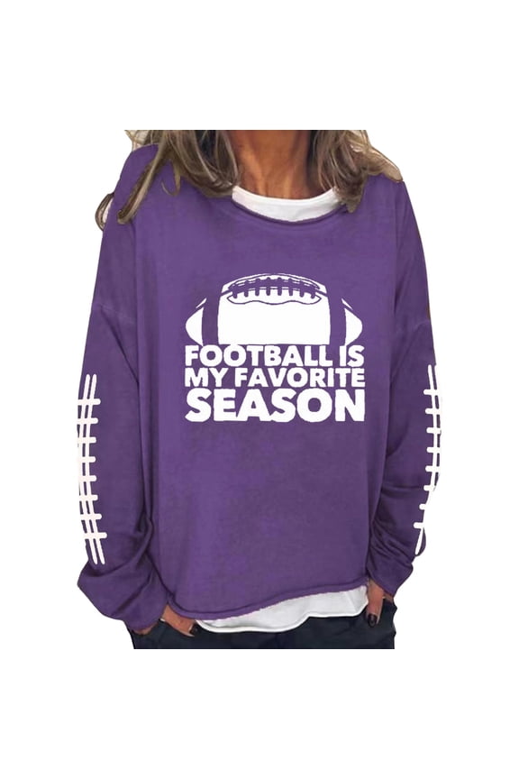 Purple Hoodies for Women's Monogram Printed Loose Round Neck Long Sleeve Sweatshirt Top Fall Tops for Women 2025