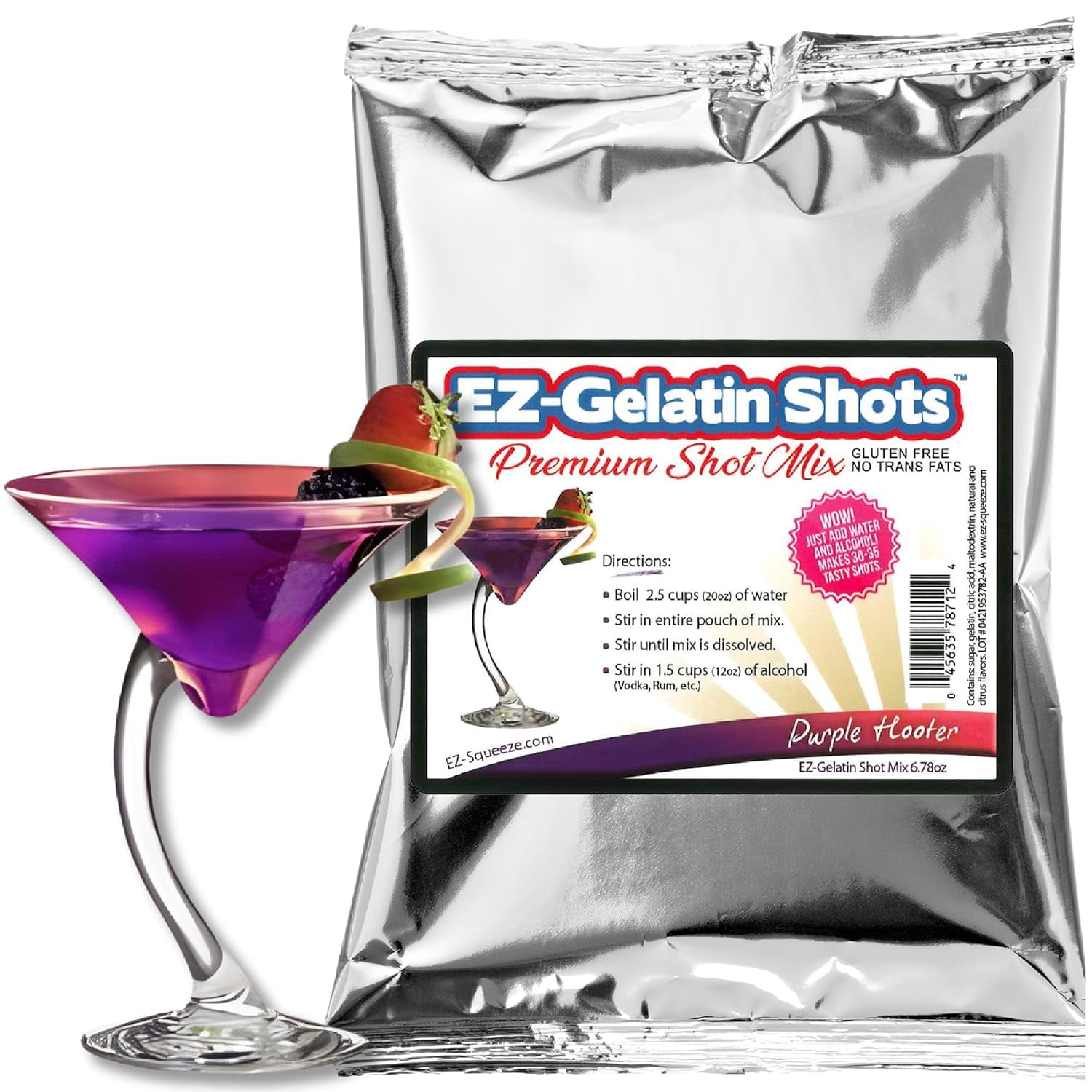 Cotton Candy Jello Shot Mix 6.78 Oz - Gluten-Free Gelatin Powder For Easy, Tasty Jello Shots