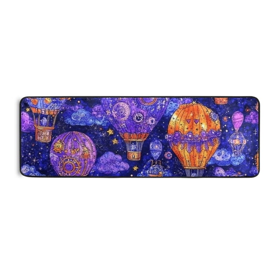 Purple Hot Air Balloons Runner Rug for Hallways Kitchen Non Slip 2'x 6' Washable Hall Carpet for Bedroom Entryway Laundry Room