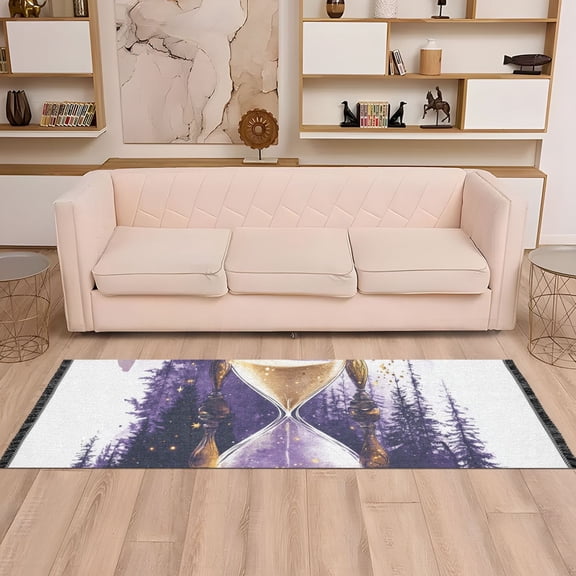 Purple Hourglass Forest Runner Rug Non-Slip Area Rugs Linen Washable Non Shedding for Kitchen Bedroom Carpet