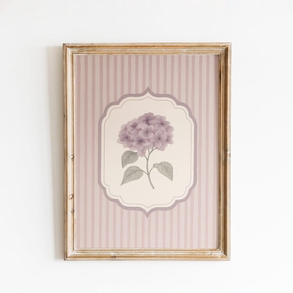 Purple Hydrangea Botanical Floral Wall Decor Unframed Paper Print