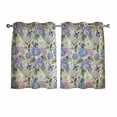 thumbnail image 1 of Purple Hydrangea Kitchen Curtains Window Panels, Spring Floral Elegant Pastoral Vintage Insulated Window Treatment Curtain, Grommet Curtains for Bedroom/Living Room/Bathroom, 2 Piece 52"Wx45"L, 1 of 8