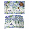 thumbnail image 1 of Purple Hydrangea Placemats Set of 4, Spring Eucalyptus Butterfly Grey Plaid Placemats for Dining Table, Place Mats for Kitchen Tabletop, Waterproof Wipeable Dining Table Mats Set, 1 of 9