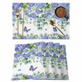 thumbnail image 1 of Purple Hydrangea Placemats Set of 6, Spring Eucalyptus Butterfly Pastoral Placemats for Dining Table, Place Mats for Kitchen Tabletop, Waterproof Wipeable Dining Table Mats Set, 1 of 9