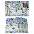 thumbnail image 1 of Purple Hydrangea Placemats Set of 8, Spring Eucalyptus Butterfly Grey Wooden Placemats for Dining Table, Place Mats for Kitchen Tabletop, Waterproof Wipeable Dining Table Mats Set, 1 of 9