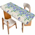 thumbnail image 1 of Purple Hydrangea Table Cloths for 8 Foot Rectangle Tables, Spring Eucalyptus Butterfly Rustic Burlap Patio Waterproof Elastic Fitted Tablecloths, Washable Rectangular Table Cover for Camping, 1 of 8
