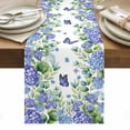thumbnail image 1 of Purple Hydrangea Table Runner - 120 Inch Long, Kitchen Dining Table Runner Dresser Scarves, Spring Eucalyptus Butterfly Pastoral Farmhouse Decor for Coffee Tables Wedding Party Banquet, 1 of 8