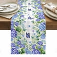 thumbnail image 1 of Purple Hydrangea Table Runner - 70 Inch Long, Kitchen Dining Table Runner Dresser Scarves, Spring Eucalyptus Butterfly Grey Plaid Farmhouse Decor for Coffee Tables Wedding Party Banquet, 1 of 8