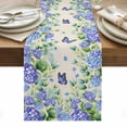 thumbnail image 1 of Purple Hydrangea Table Runner - 70 Inch Long, Kitchen Dining Table Runner Dresser Scarves, Spring Eucalyptus Butterfly Rustic Burlap Farmhouse Decor for Coffee Tables Wedding Party Banquet, 1 of 8