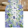thumbnail image 1 of Purple Hydrangea Table Runner 72 Inches Long Farmhouse Dress Scarves, Spring Eucalyptus Butterfly Grey Plaid Dining Tablerunner for Coffee Table/Kitchen Island/Party Décor, 13" x 72", 1 of 8