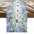 thumbnail image 1 of Purple Hydrangea Table Runner - 90 Inch Long, Kitchen Dining Table Runner Dresser Scarves, Spring Eucalyptus Butterfly Grey Wooden Farmhouse Decor for Coffee Tables Wedding Party Banquet, 1 of 8