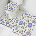 thumbnail image 1 of Purple Hydrangeas Bathroom Rugs Set Floral Leaf Retro Linen Texture Country Non Slip Absorbent Soft Bath Mats 3 Piece Set with Bathroom Rug, U-Shaped Floor Mat, Toilet Seat Cover Small Size, 1 of 9