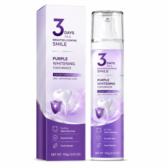 Purple HydroxyapatiteToothpaste, Teeth Bright, Deep Stain Remover, Plaque Remover, Appropriate for Sensitive Teeth, Enamel Repair, 3.53 oz