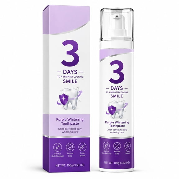 Purple HydroxyapatiteToothpaste, Teeth Bright, Deep Stain Remover, Plaque Remover, Appropriate for Sensitive Teeth, Enamel Repair, 3.53 oz
