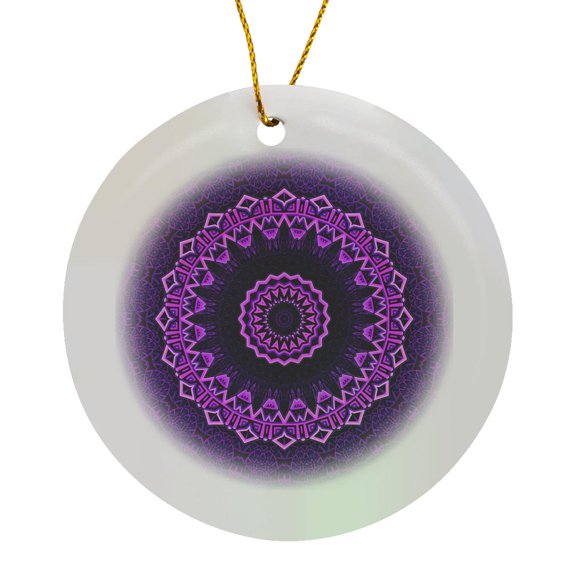 3drose, Purple Hypnotic Abstract Design Circle Swirl Graphic Psychedelic, Circle Porcelain Ornament
