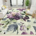 thumbnail image 1 of Purple Ink Flower Plant Area Rug Retro Light Luxury Beautiful Living Room Rugs, Indoor Non-Slip Rugs, Machine Washable Breathable Durable Carpet For Front Entrance Floor Decor 1x2ft, 1 of 6