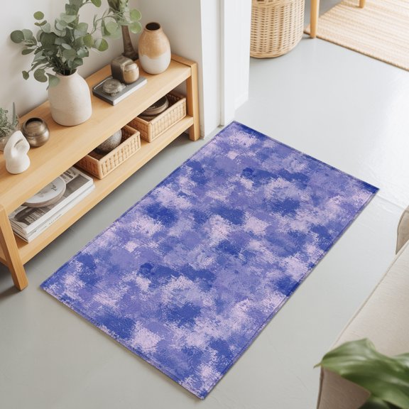 Purple Ink Splatters 2'x3' Rug for Entryway Front Door Kitchen Sink Area, Abstract Minimalist Vintage Rough Texture Low Pile Washable Non Slip Rectangle Area Rug