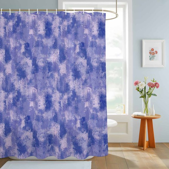 Purple Ink Splatters Shower Curtain, Abstract Minimalist Vintage Rough Texture Waterproof Washable Shower Curtain for Bathroom Bathtub Partition Bath Decoration Set with Hooks 36x72in