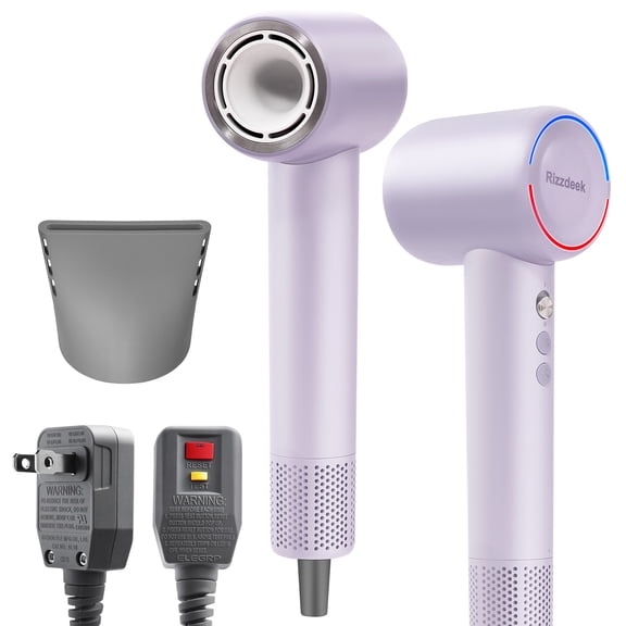 Purple Ionic High Speed Hair Dryer, 110000 RPM Brushless Motor, 300M Negative Ions, Low Noise Lightweight Blow Dryer with Thermo-Control & Magnetic Nozzle