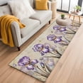 thumbnail image 1 of Purple Iris 2'x6' Runner Rugs for Hallway Kitchen Bedside Non Slip, Spring Vintage Flowers Butterfly Leaves Khaki Entryway Rug Runners with Rubber Backing, Long Carpet Runner for Laundry Room, 1 of 8