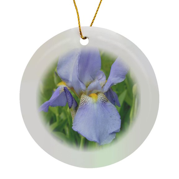 3drose, Purple Iris, Circle Porcelain Ornament