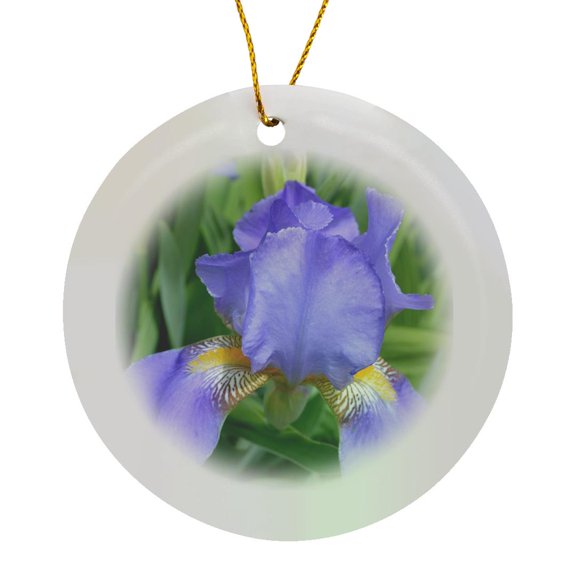 3drose, Purple Iris, Circle Porcelain Ornament