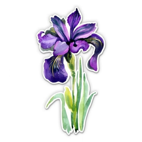 Purple Iris Flower - 5" Vinyl Sticker - For Car Laptop I-Pad - Waterproof Decal