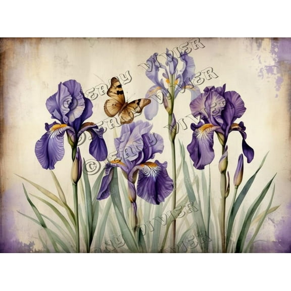 Purple Iris Flower Retro Aluminum Sign 12"x8" Metal Sign Iris Flower Themed Wall Art Vintage Floral Decor Tin Garden Signs for Cafes Club Pub Man Cave Wall Sign Gifts