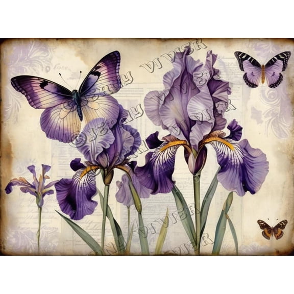 Purple Iris Flower Retro Aluminum Sign 5.5"x8" Metal Sign Iris Flower Kitchen Wall Art Country Home Decor Tin Garden Signs for Cafes Club Pub Man Cave Wall Sign Gifts