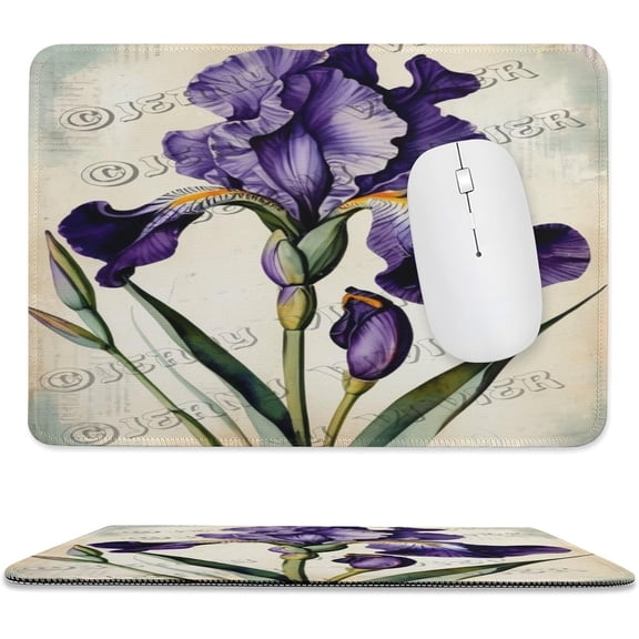 Purple Iris Gaming Mouse Pad Custom, Mouse Pads for Wireless Mouse Desk Accessories,Small Mouse Pads for Desk,Stitched Edge Mousepad with Non-Slip Rubber Base 8"x10"