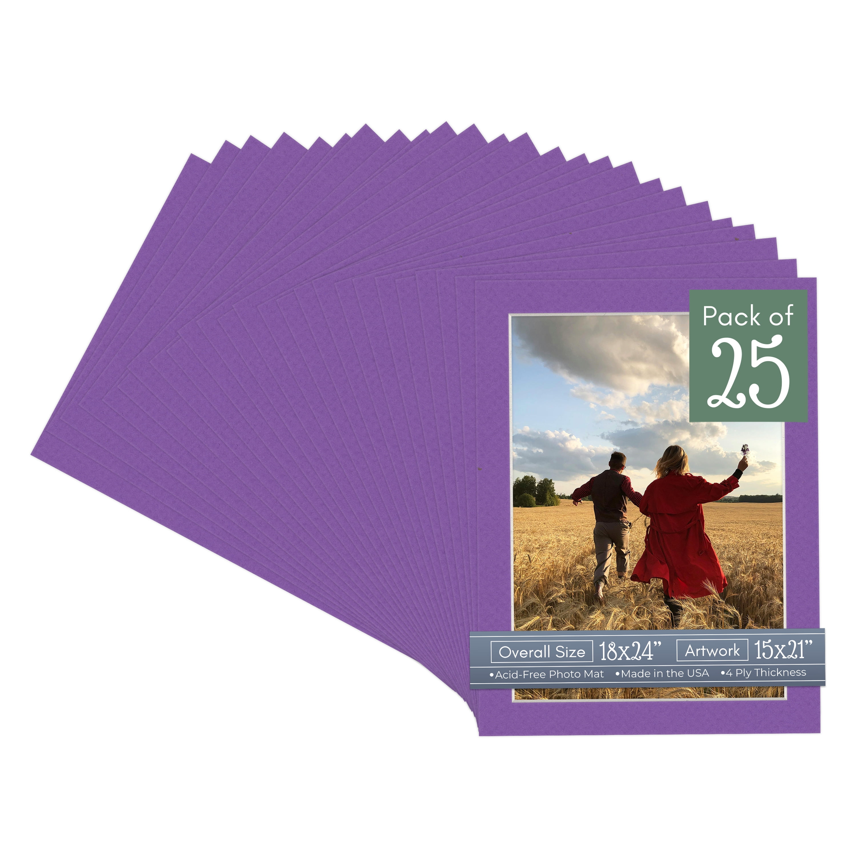 Purple Iris Picture Frame Mat for 18x24 Frames - Fits 15x21 Photos - 25 Mats