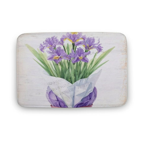 Purple Iris Printed Bathroom Rug Non Slip Bath Mat Machine Washable Toilet Rug, Bathroom Floor Mat 20"x32"