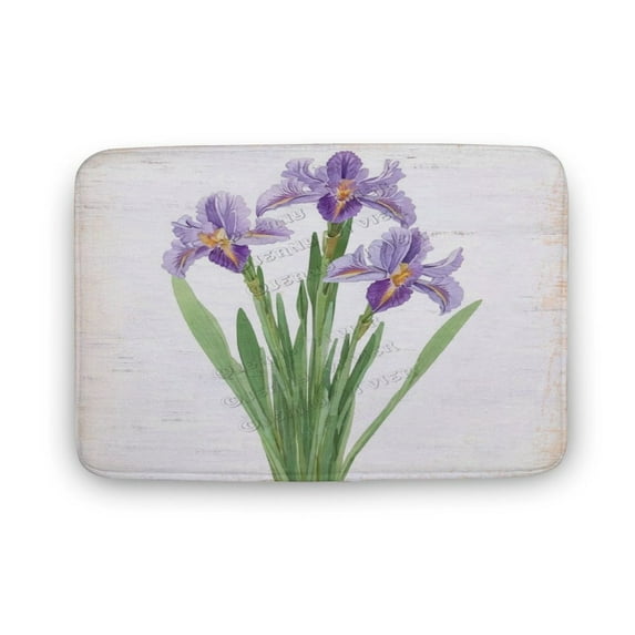 Purple Iris Printed Coral velvet Bath Rug Funny Bathroom Rug,Comfort Velvet Bath Mat,Washable Bath Mat Shower Floor Carpet Rugs Room Décor Accessories 20"x32"