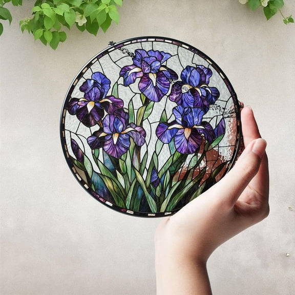 Purple Iris Stained Glass Suncatcher, Iris Flower Suncatcher, Iris Flower Gift, Flower Glass Suncatcher, Sunlight Catcher for Home Decor
