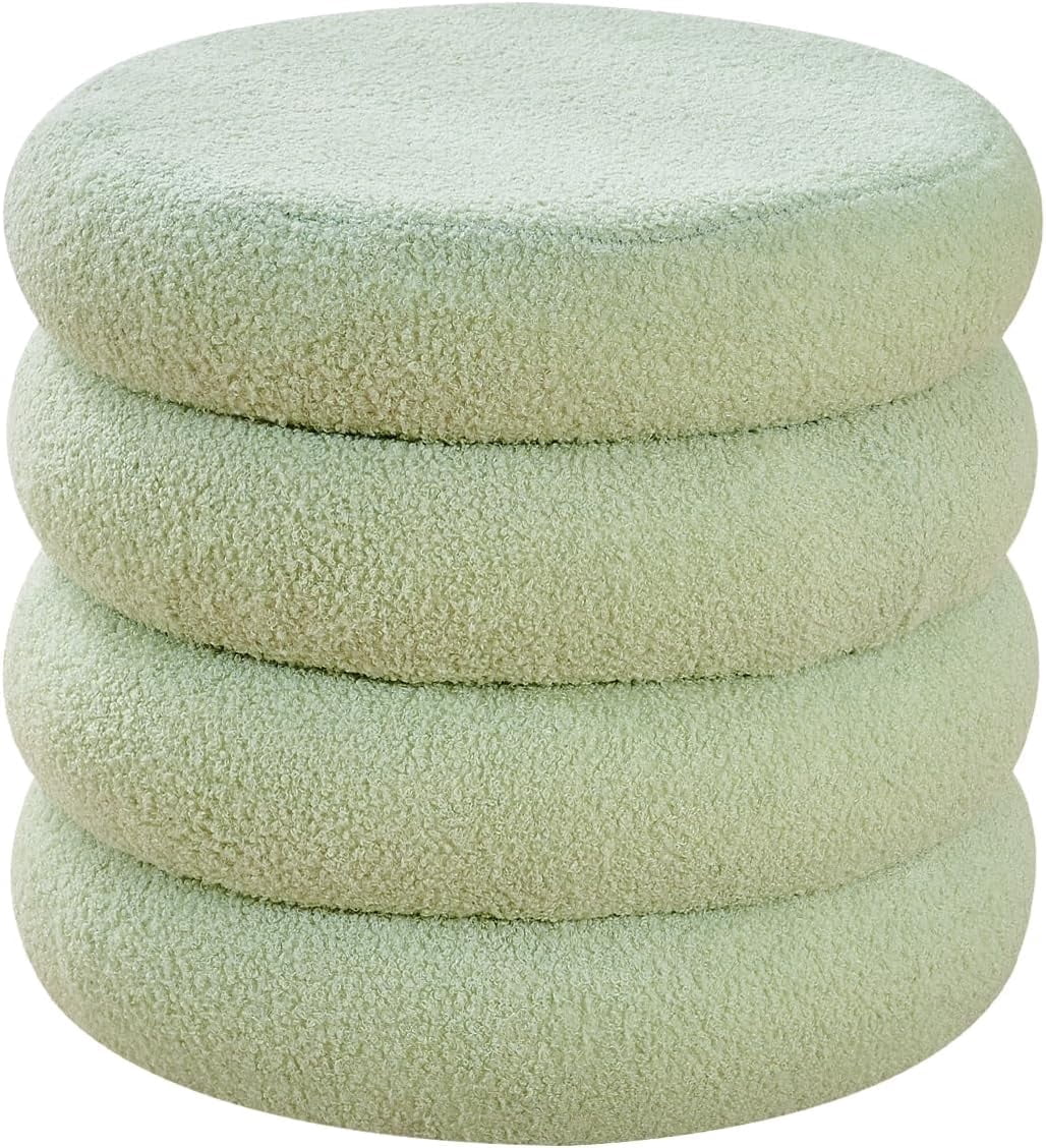 Purple Iris Teddy Fleece Storage Ottoman, Round Footrest with Removable ...