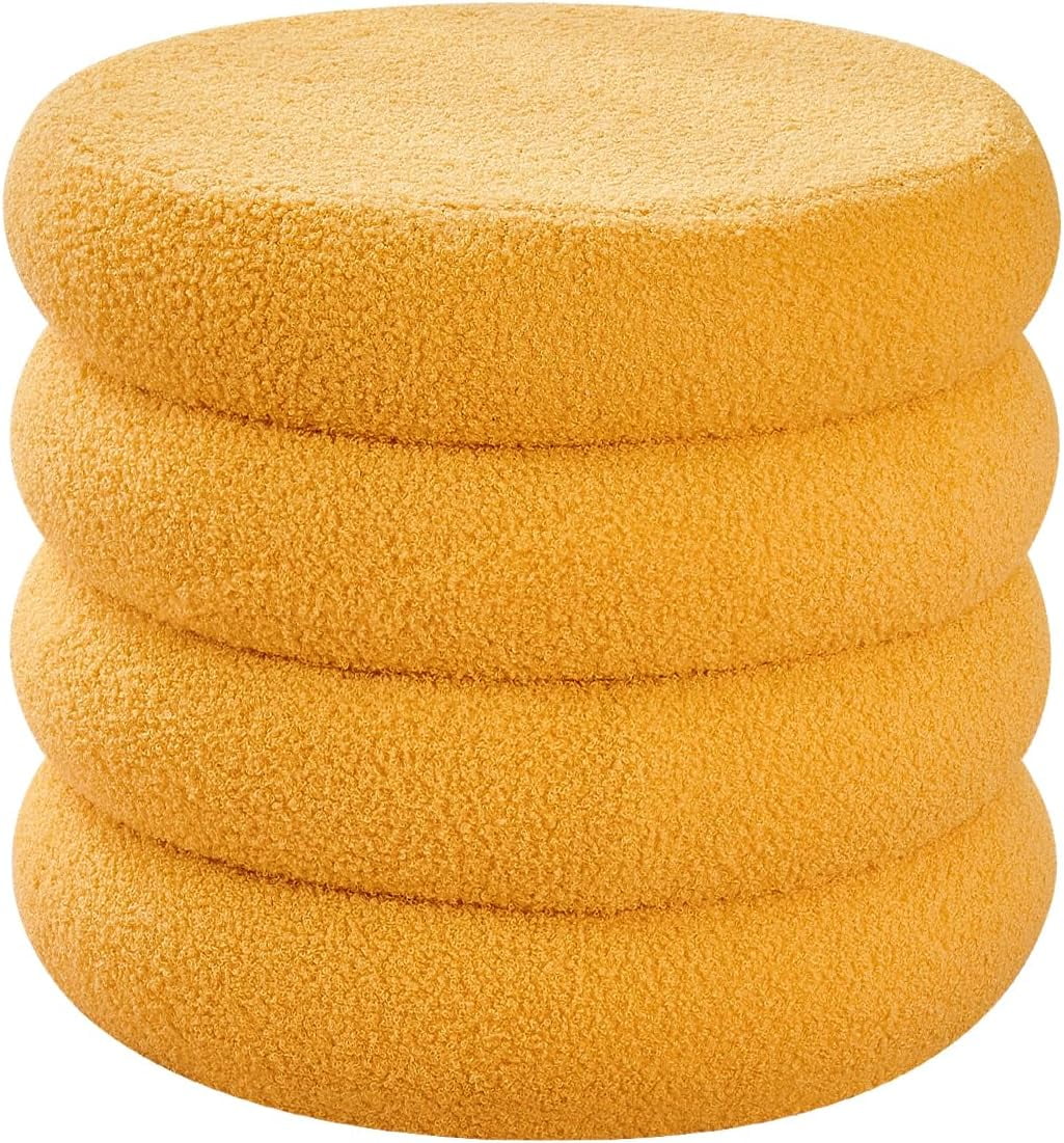 Purple Iris Teddy Fleece Storage Ottoman, Round Footrest with Removable ...