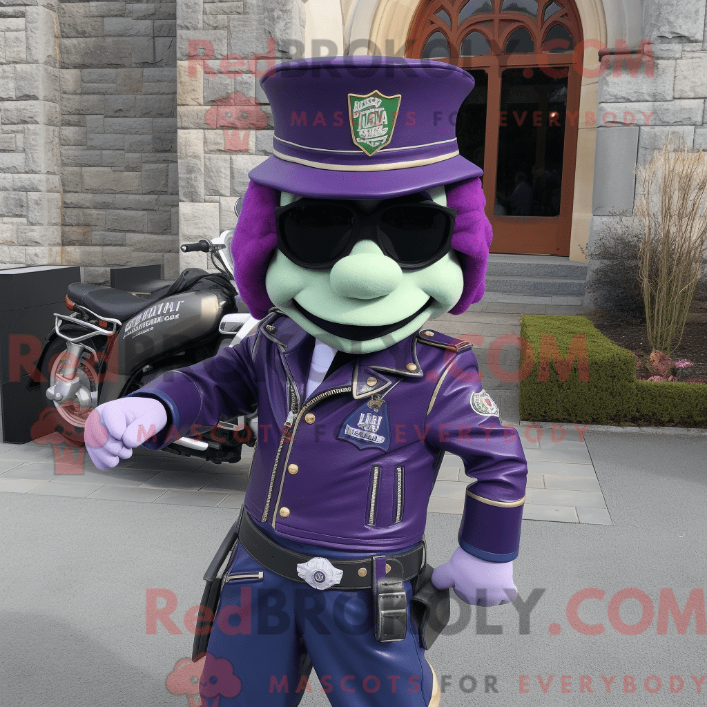 Purple Irish Castle REDBROKOLY mascot costume character dressed with a ...