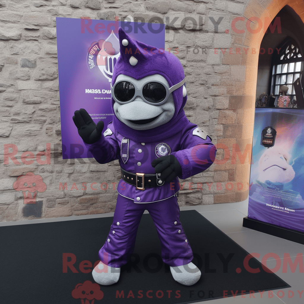 Purple Irish Castle REDBROKOLY mascot costume character dressed with a ...