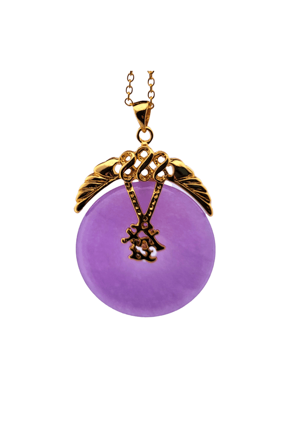 Purple Jade Good Luck Gold Necklace
