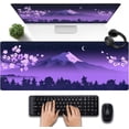 thumbnail image 1 of Purple Japanese Desk Mat Cherry Blossom Mouse Pad Fuji Mountain Desk Pad Gaming Keyboard Mouse Mat XL, Women Office Plant Desk Cover Mat, Laptop Computer Mat Mousepad Desk Accessories 31.5"x11.8", 1 of 6