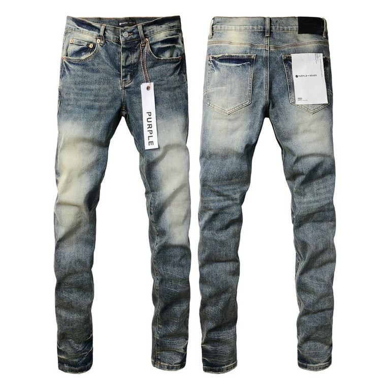 Purple Jeans Slim Fit Brand Jeans Ripped Stretch Men's Jeans