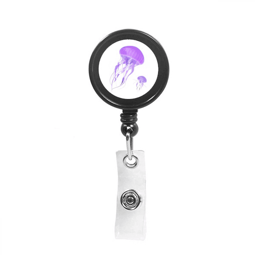 Purple Jelly Fish Acaleph Flotage Retractable Keychain Badge Holder ID Badge