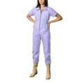 thumbnail image 1 of Purple Jumpsuits for Women Casual Cropped Utility Jumpsuit Women's Casual Short Sleeve Jumpsuits Zip Up Outfit with Pockets Women's Jumpsuits, Rompers & Overalls, 1 of 6