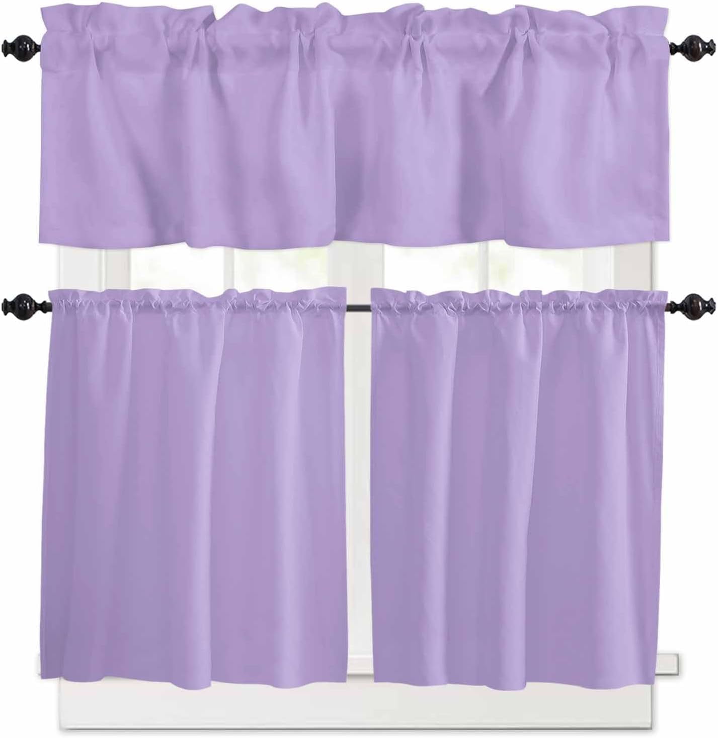 Purple Kitchen Curtains Set Small Half Curtains 24 Inches Length