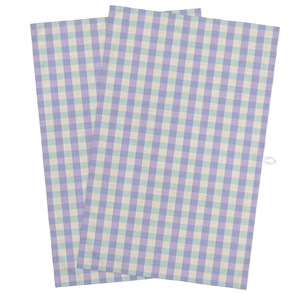 Purple Kitchen Towels, Absorbent Microfiber Kitchen Dish Hand Tea Bath Towel, Grid Checkered Plaid Gingham Lattice Trellis Quick Dry Cleaning Cloth Dishclothes Decorative Sets, (2-PC, 18x28)
